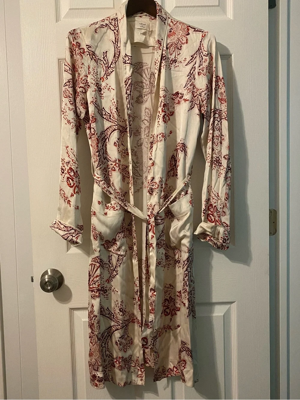 Aritzia Wilfred Pilier Jacket Robe kimono Floral Paisley Silk Luxury Size XS - Picture 6 of 13